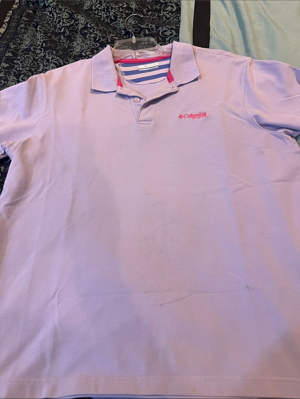 Columbia Lavender Polo with Pink Logo